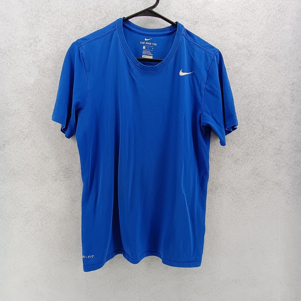 Nike Mens Sz M Dri FIT Legend Short Sleeve Training Tee Blue Cotton Poly